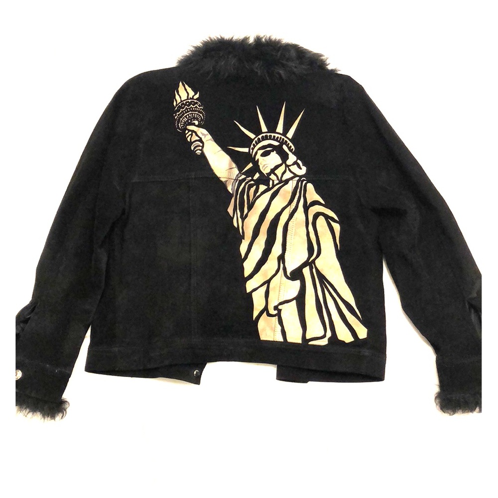 Beautiful hand painted black suede jacket